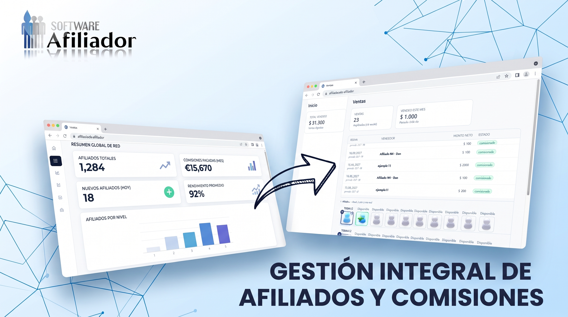 Red de afiliados en Software Afiliador
